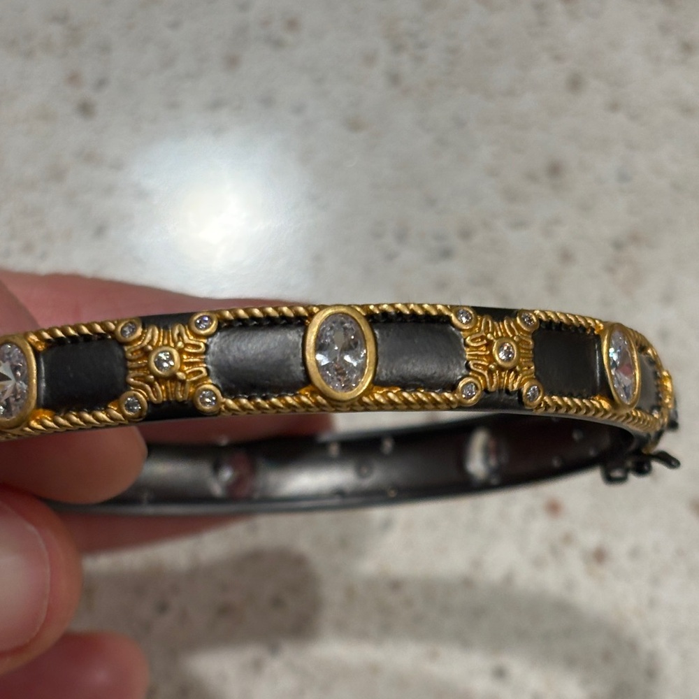 Luxurious Gold and Black Bracelet with Crystal Accents 925 Freida Rothman